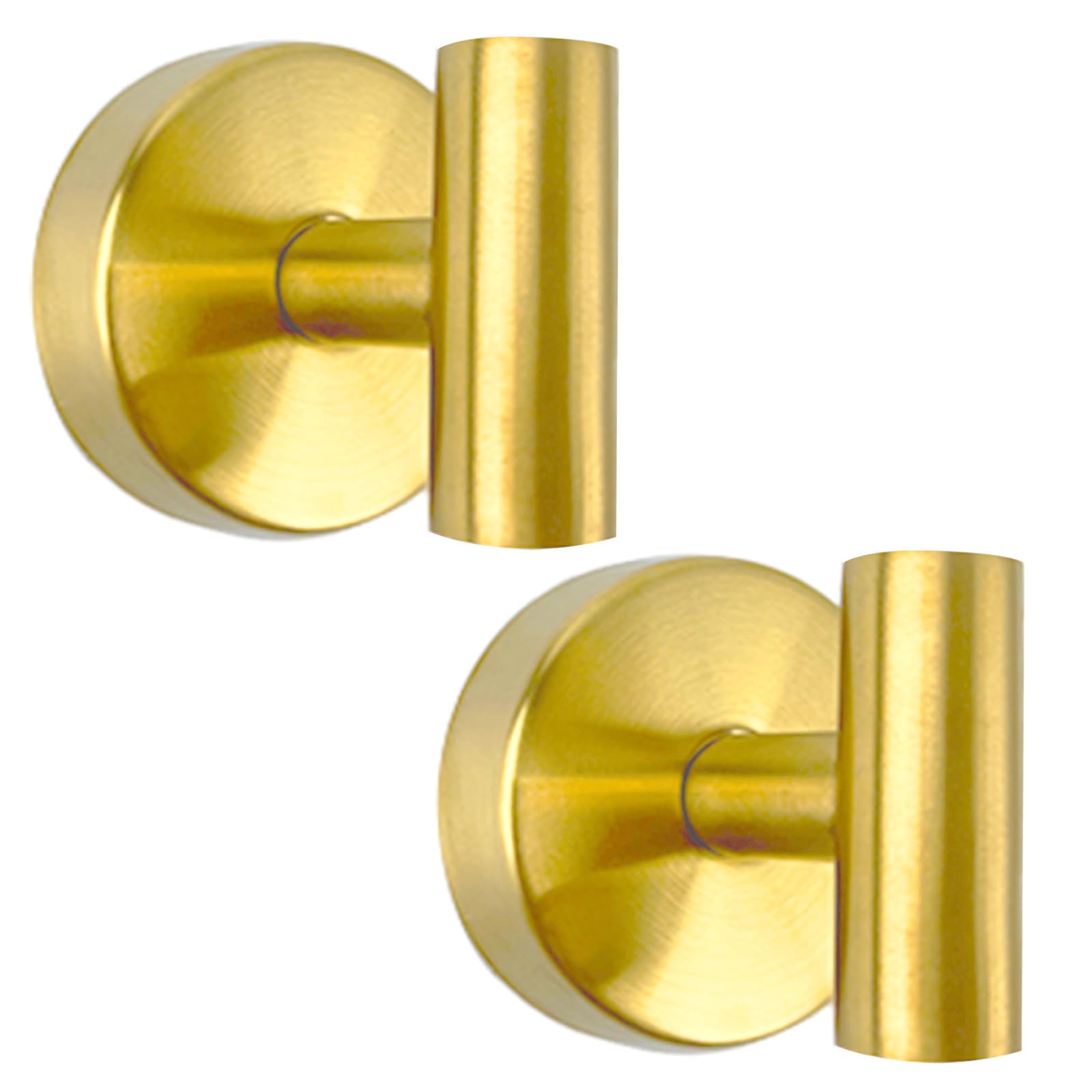 BIRDDIE Suction Cup Shower Towel Hooks, Wall Mount Robe Holder, Heavy Duty No Drill Wall SUS304 Waterproof Stainless Steel Hooks for Bedroom, Bathroom, Kitchen, Hotel and Office (2*Brushed Golden)