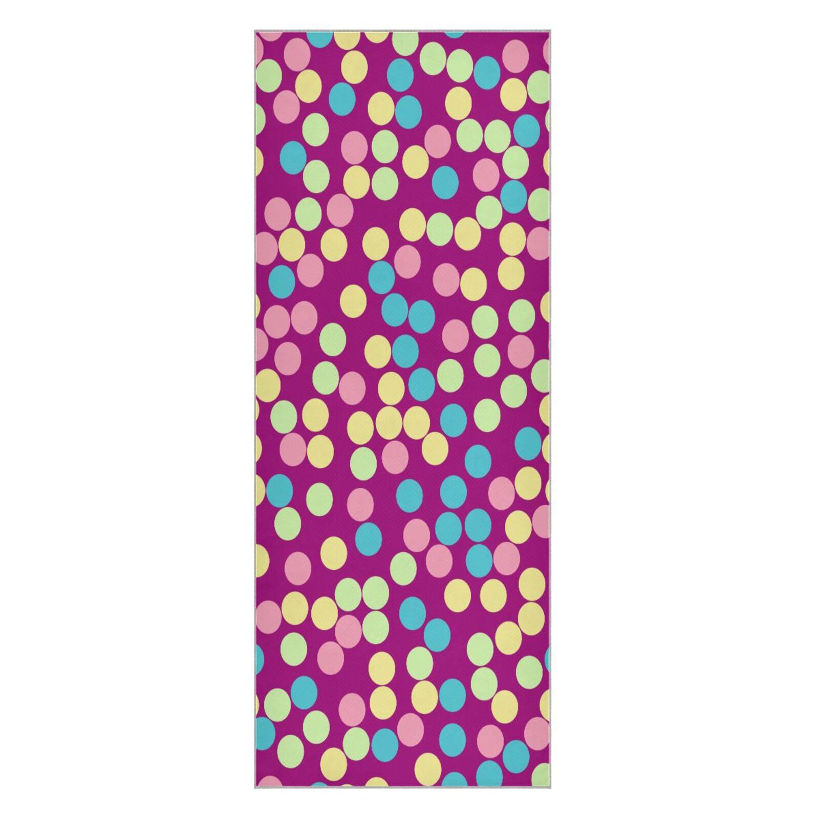pnyoin Colourful Dots on Violet Yoga Towel,Hot Yoga Mat Towel with Grip Dots Sweat Absorbent Non-Slip for Hot Yoga, 24