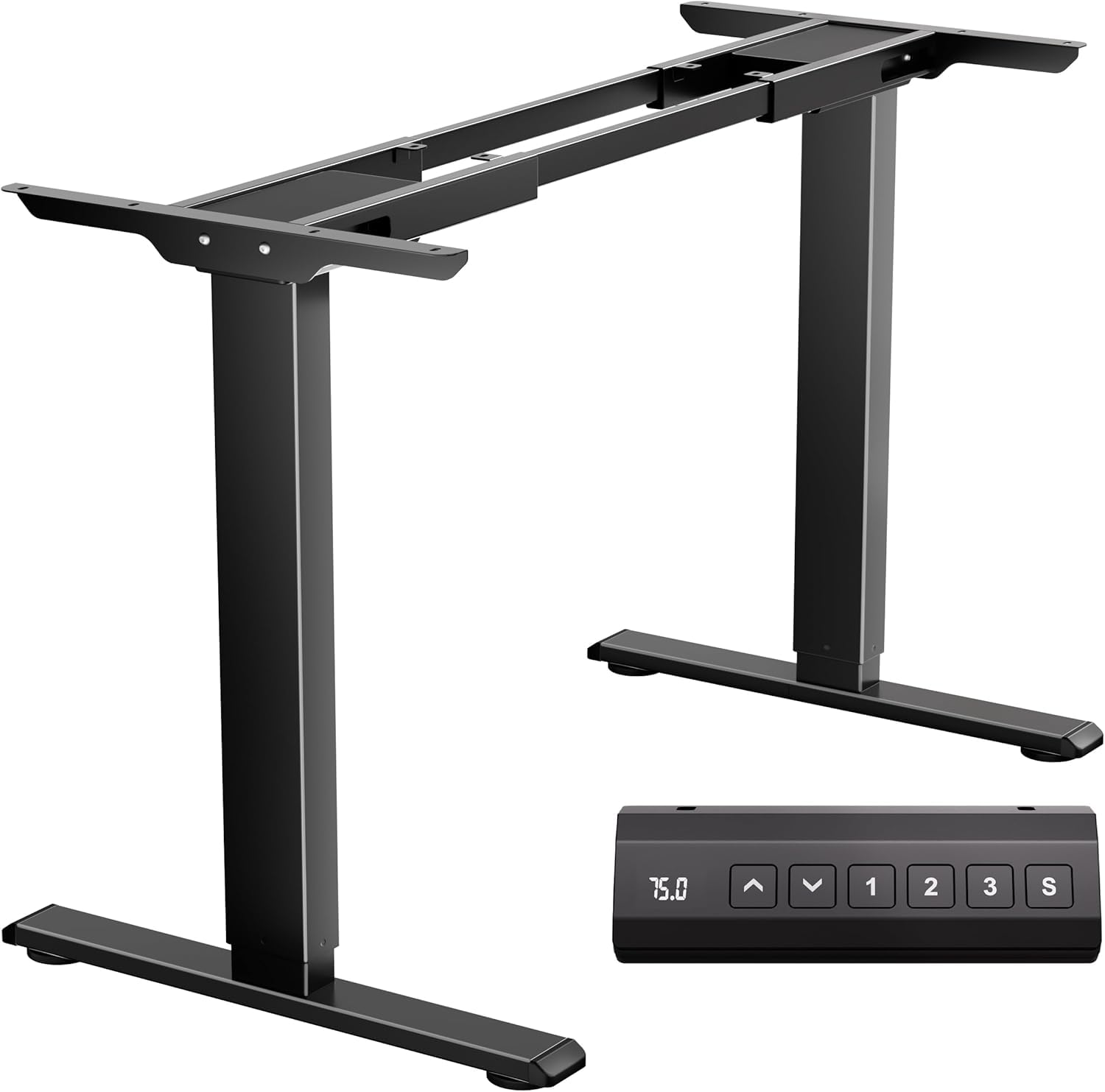 Audiovan Home/Office Height Adjustable Electric Table Frame | Single Motor | 80KG Wt. Capacity with 3 Memory Presets | Electric Sit Stand Desk Frame Only (Black 47"-28") (Black, Single Motor)