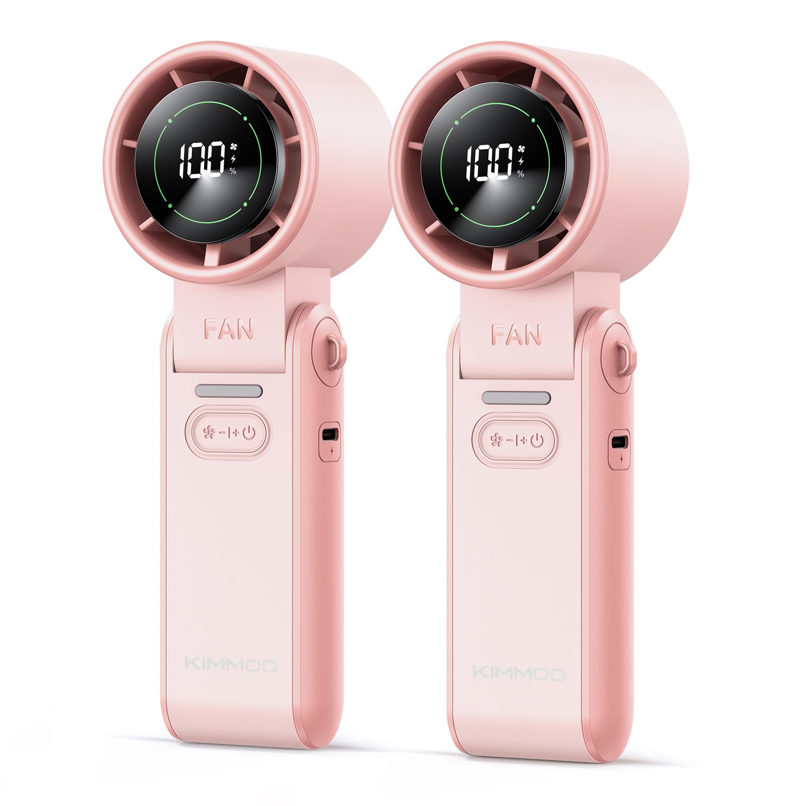 3-in-1 Portable Handheld Turbo Fan-100 Speeds, 20000 RPM, 12Hrs Cooling, Digital Display, 120° Rotation, USB Rechargeable Mini Hand Held Personal Fan for Travel, Makeup, Outdoor, Indoor (Pink*2)