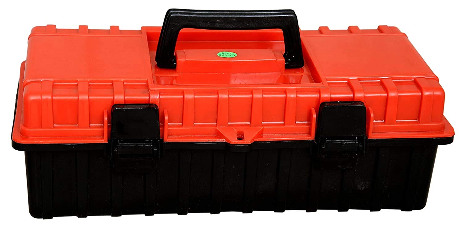 LEPOSE Plastic Empty Big Size Rectangular Tool Box with Organizer For Home Use (Orange and Black, Large) (B07K5F976G) Amazon Price History, Amazon Price Tracker