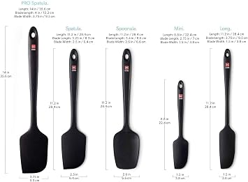 DI ORO Silicone Spatula Set - Rubber Kitchen Spatulas for Baking, Cooking, Mixing - 600F Heat-Resistant & BPA Free Silicone Scraper Spatulas for Nonstick Cookware - Dishwasher Safe (5pc, Black)