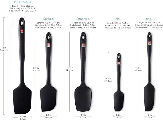 DI ORO Silicone Spatula Set - Rubber Kitchen Spatulas for Baking, Cooking, Mixing - 600F Heat-Resistant & BPA Free Silicone Scraper Spatulas for Nonstick Cookware - Dishwasher Safe (5pc, Black)