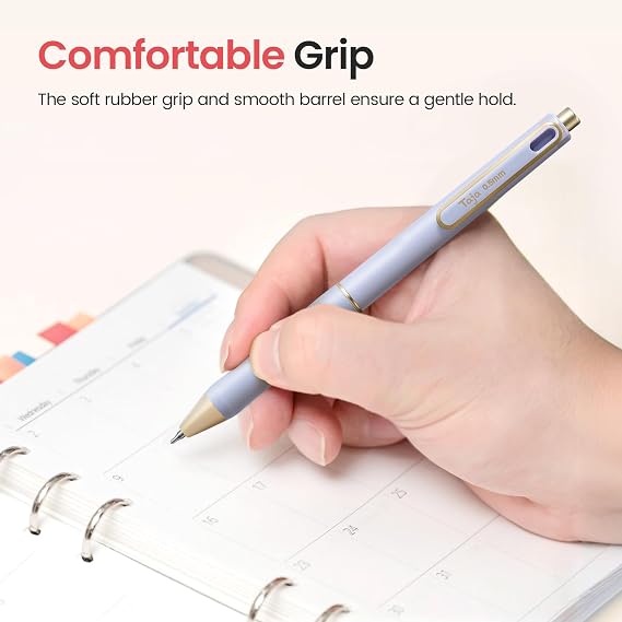Taja Gel Pens, 6 Pcs Quick Dry Black Gel Ink Pens, 0.5mm Fine Point Smooth Writing Pens for Journaling and Note Taking, Cute Aesthetic Pens for Women & Men-Pastel