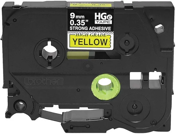 Brother HGES6215PK Black on Yellow Extra-Strength Adhesive Label Tape