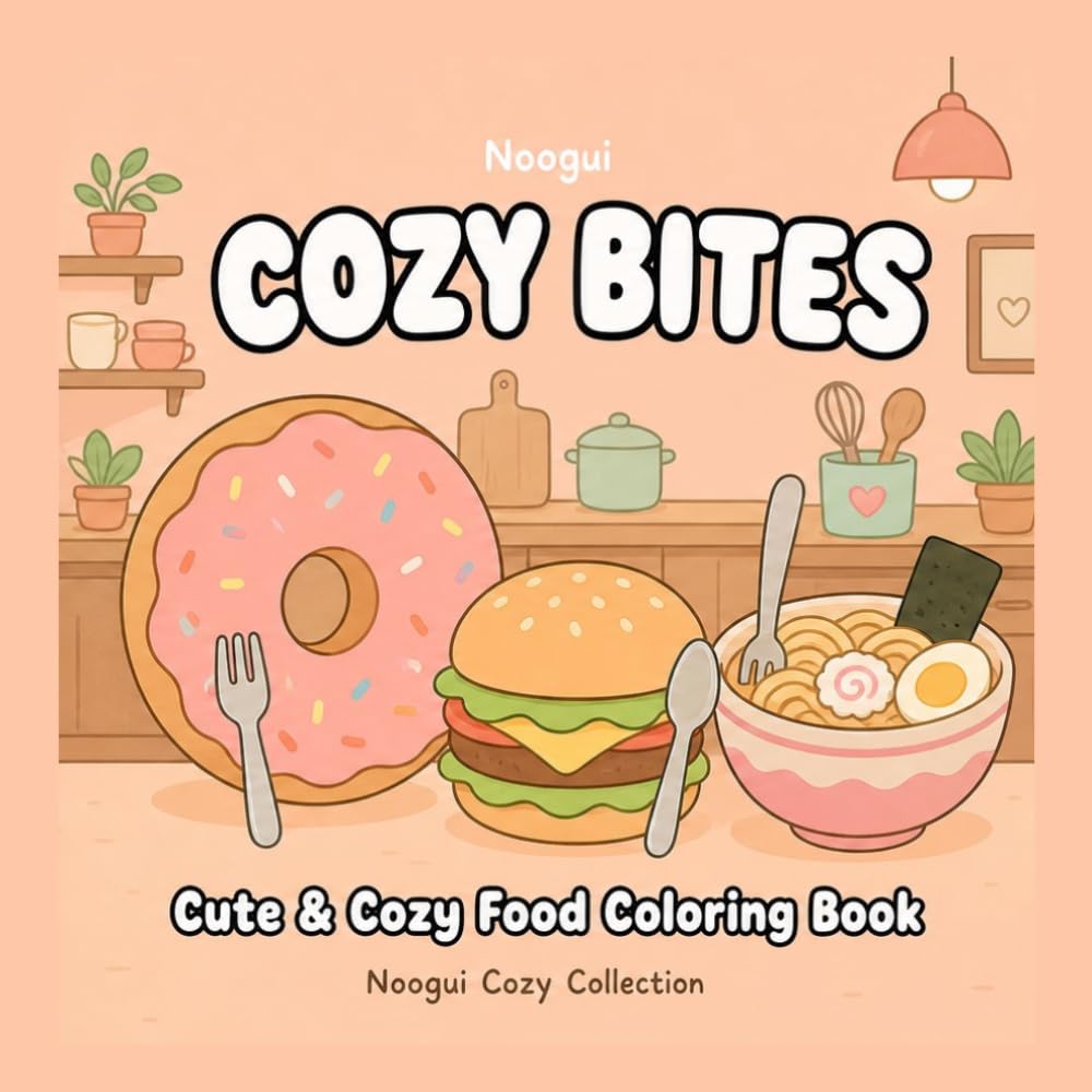 Cozy Bites: Cute Food Coloring book for adults and teens— 40 Bold Kawaii Illustrations for Relaxation and Stress Relief