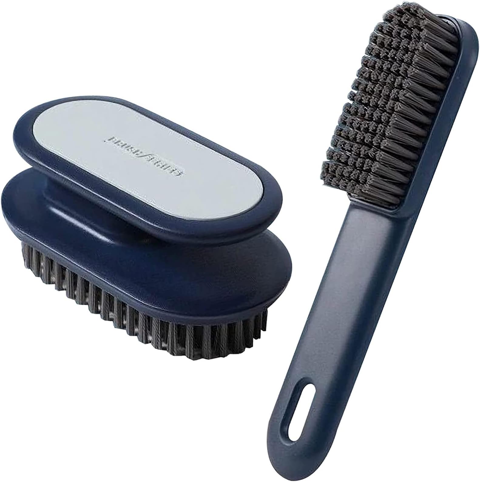Soft Bristle Laundry Brush & Shoe Stain Remover - Comfort Grip Nylon Brushes for Fabric, Clothes, Carpet & Floor - Pack of 2 (Blue)