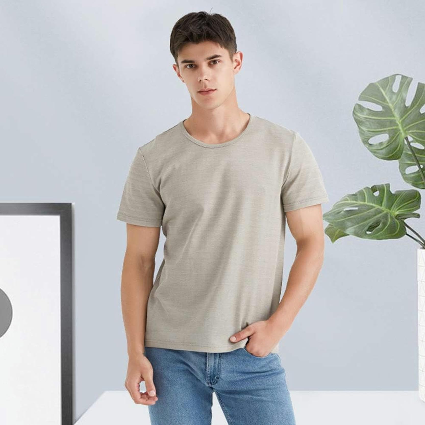 T -Shirt Maschile, Fibra d'Argento, Abbigliamento Protettivo per Radiazioni Elettromagnetiche, Protezione del Computer/Telefono Cellulare/TV EMF