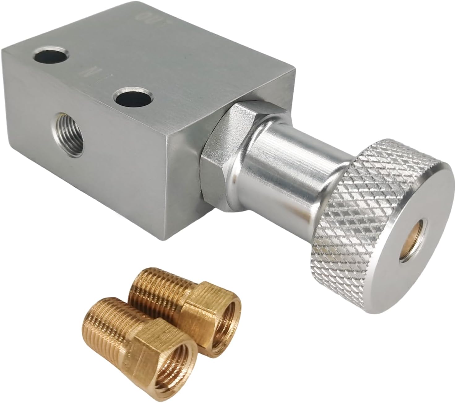 Adjustable Proportioning Valve and Distribution Block Sliver with Fittings, Light Switch & Wiring Pigtail for 3/16 Brake Line