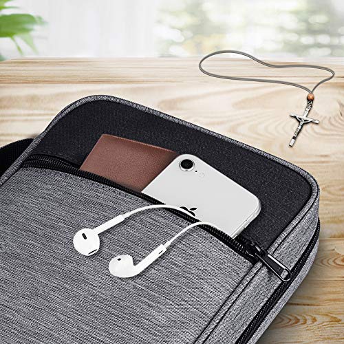 Finpac Bible Cover, Carrying Book Case Church Bag Bible Protective With Handle And Zippered Pocket, Perfect Gift For Mother Lady Women Men, Gray #TOP4