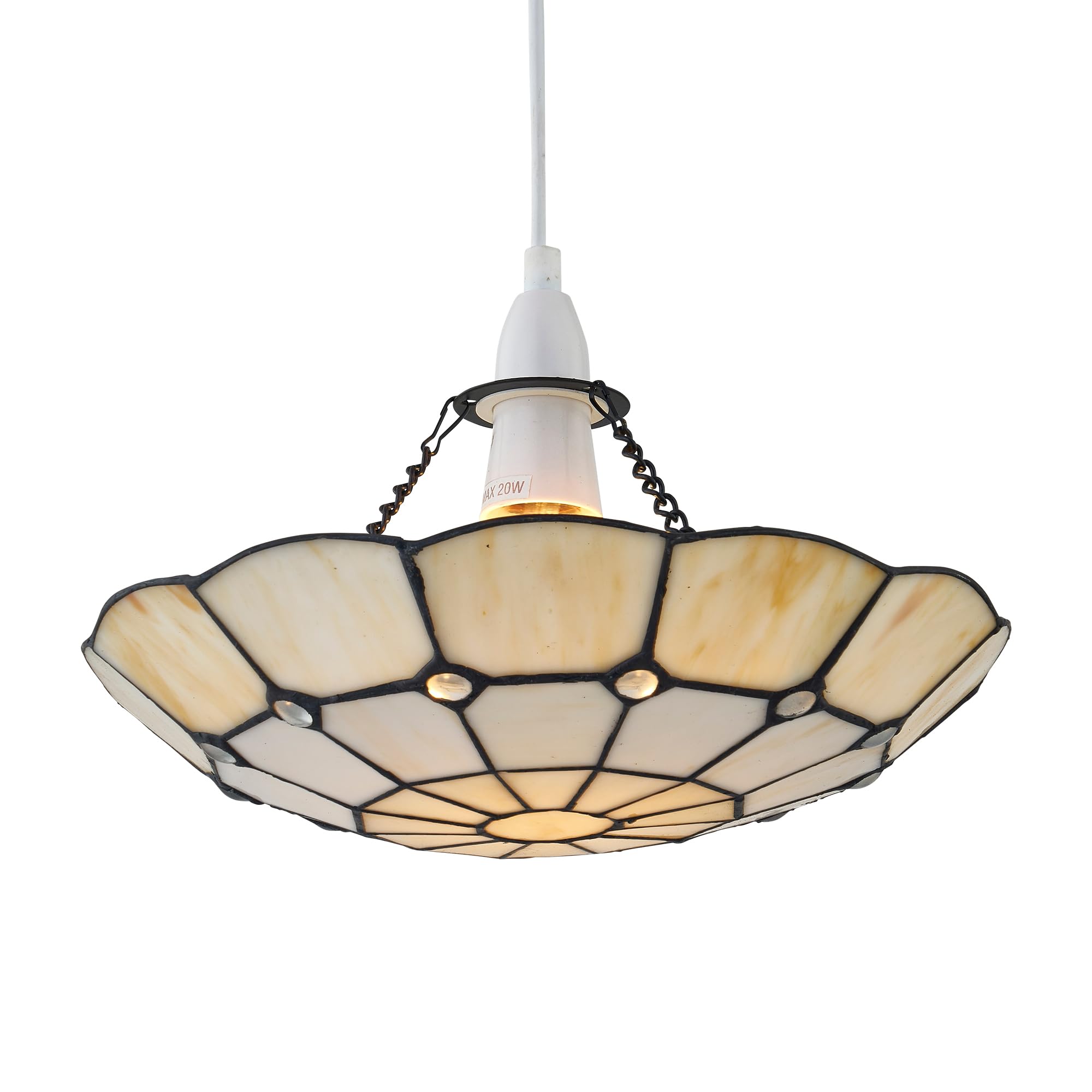 firstchoicelighting Traditional Tiffany Uplight Pendant Shade, Easy Fit Ceiling Lightshade, Coloured Glass Design — image 1