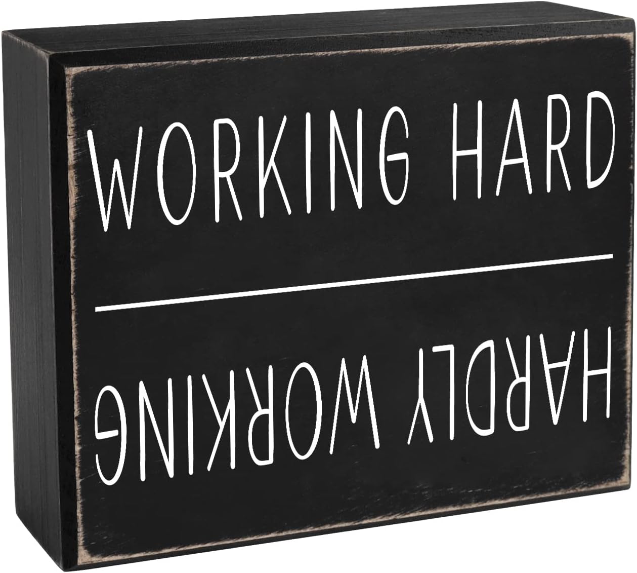 Pigort Office Desk Decor - Funny Desk Accessories For Work - Black and White Farmhouse Cubicle Home Office Desk Sign - Aesthetic Gifts and Supplies for Coworkers