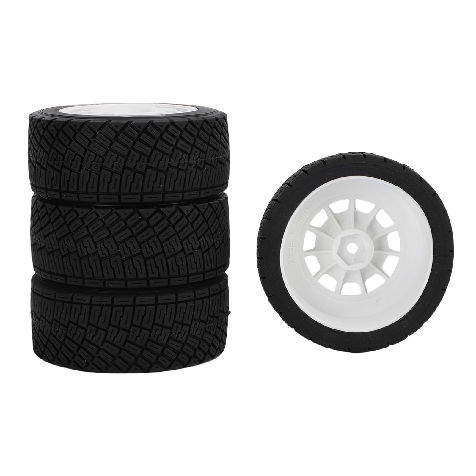 Buachois Pneumatici per Auto RC, 4 Pezzi Gomma Sostituzione per Modellini 12mm Antiscivolo Design Testurizzato, Ruote per Veicoli Radiocomandati Giocattolo