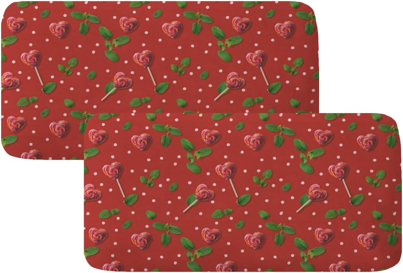 Heart Lollipop Red Mint Loveseat Covers Couch Covers for 2 Cushion Couch, 2-Piece Stretch Sofa Slipcovers Anti-Slip Washable Furniture Protectors for Dogs Pets