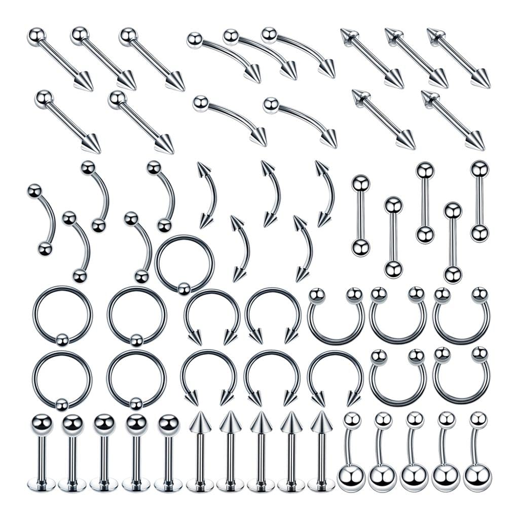 Amagogo Joyería Corporal Piercing con Aros para Nariz Anillos de Ombligo Barras de Lengua y Pendientes de en Acero Inoxidable Adecuado para Mujeres