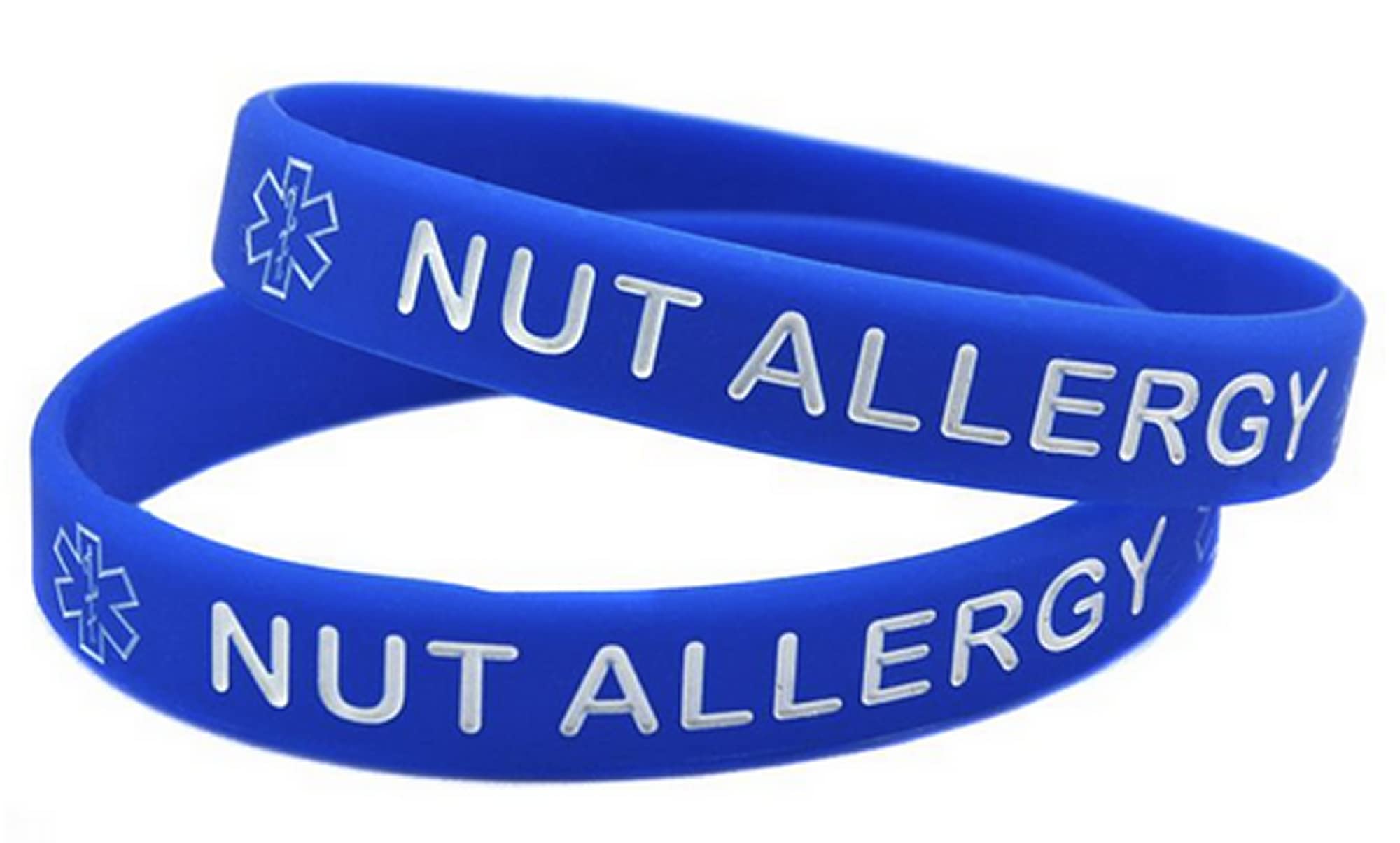 Stonham2 Nut Allergy Silicone Rubber Bracelets - Medical Wristband Reminder