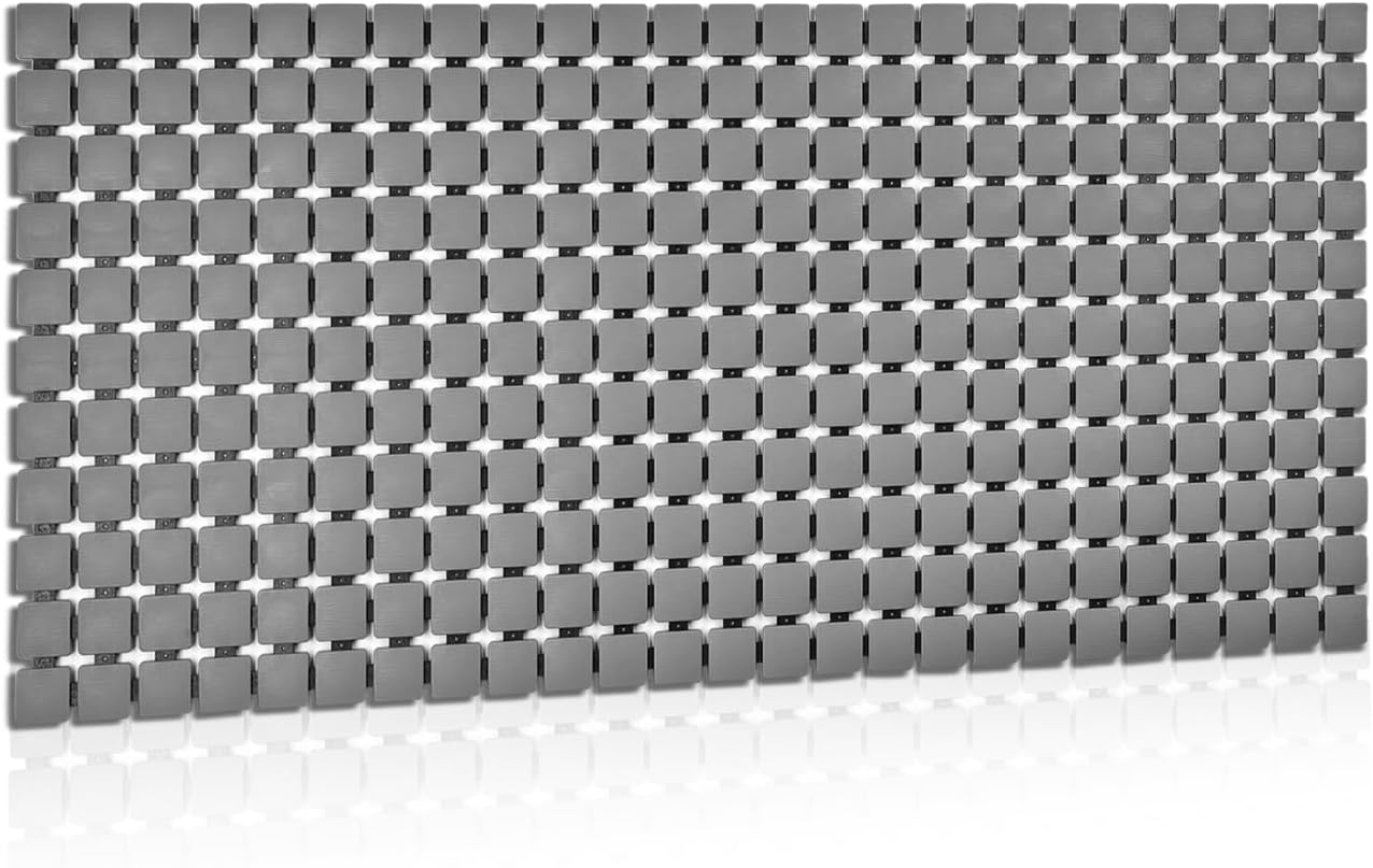 Extra Long Shower Stall Mat Non Slip Bathtub Bath Mats with Suction Cups and Drain Holes- 34 X 15.4 Inch (Gradient Gray)