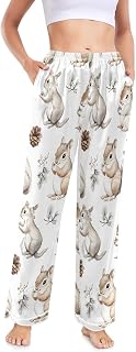 Womens Pajama Pants Squirrel Pattern Sleep Pants Lounge Bottoms