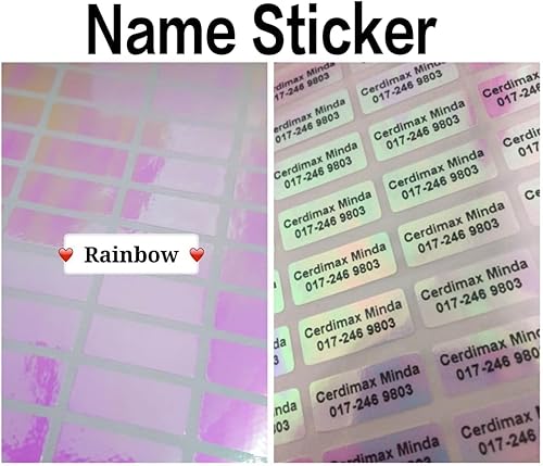 206 calcomanías de nombre personalizadas6 estilos diferentes10 x 33 mm(0.4 x 1.3 pulgadas)etiquetas de nombre para niñoscalcomanías impermeables con