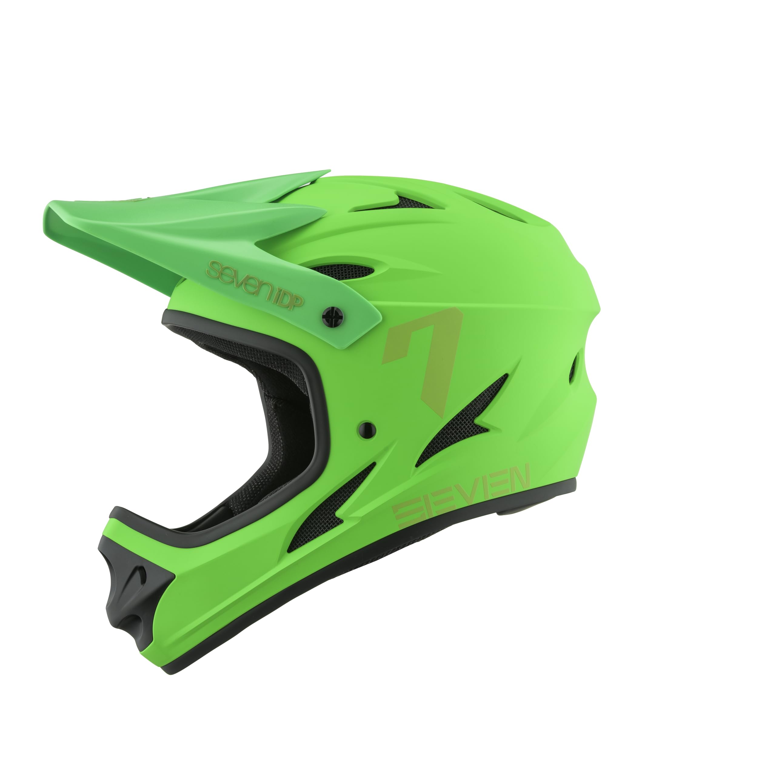 7 iDP M1 MTB Mountain Bike Full Face Lightweight Vented Bicycle Helmet (Flo Green, L)