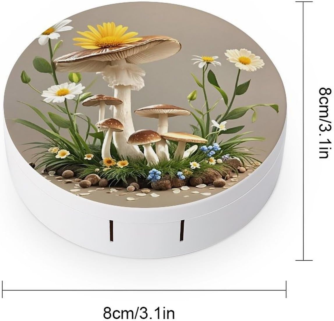 Mushrooms And Flowers Contact Lens Case with Cleaner Washer Cute Contact Lens Soak Storage Holder Container with Mirror Mini Portable Contact Lens Box Set for Travel Outdoor Use