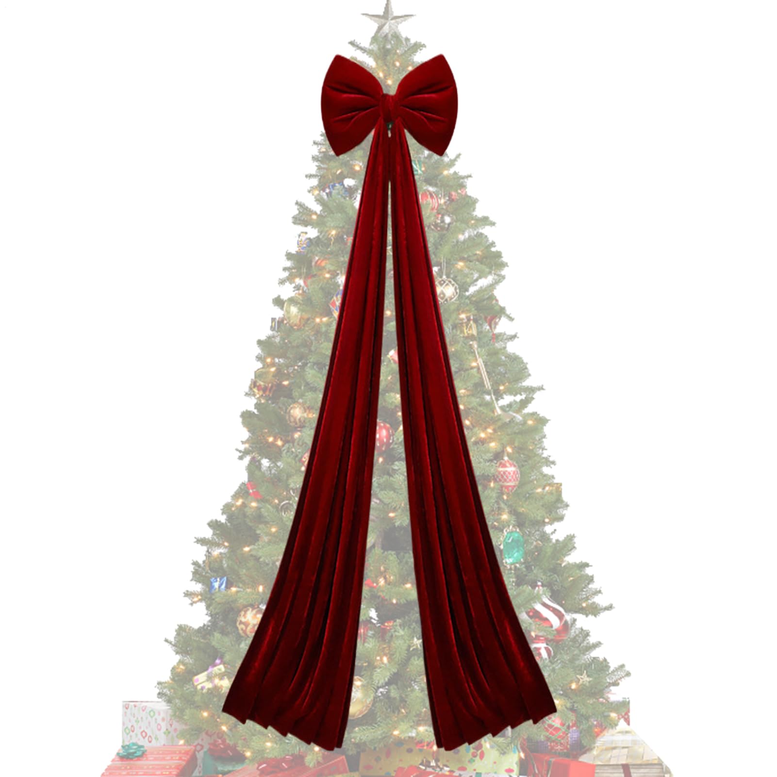 Weihnachtsbaumspitze Schleife Extra Groß 200 cm Saisonale Dekoration | Große Baumspitze Samtschleife Rustikale Weihnachtsdekoration Für Zuhause, Wand, Treppen, Kamin, , Büro, Party Und Hochzeit