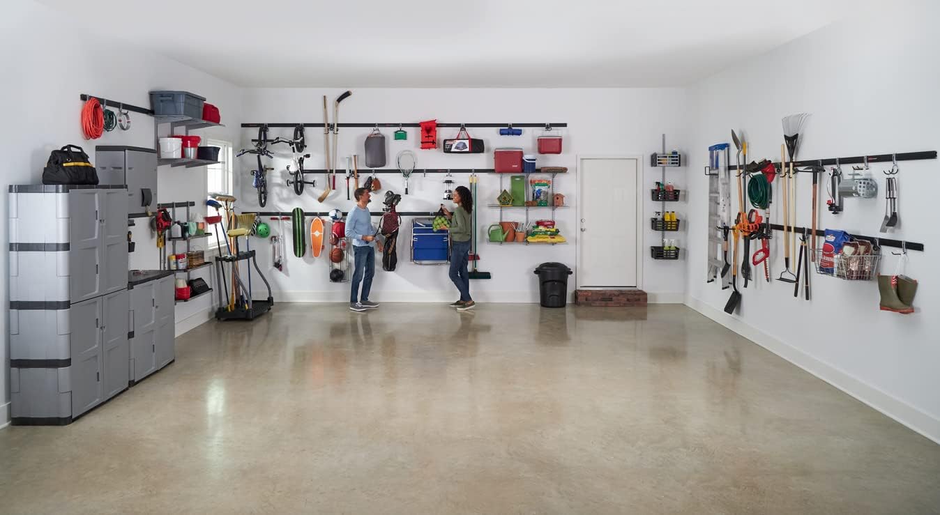Rubbermaid 24-Piece FastTrack Garage Wall-Mounted Storage Kit, 6 Rails and 18 Hooks, Black, for Home/House/Tool/Sports/Equipment/Utility Purposes - Image 9