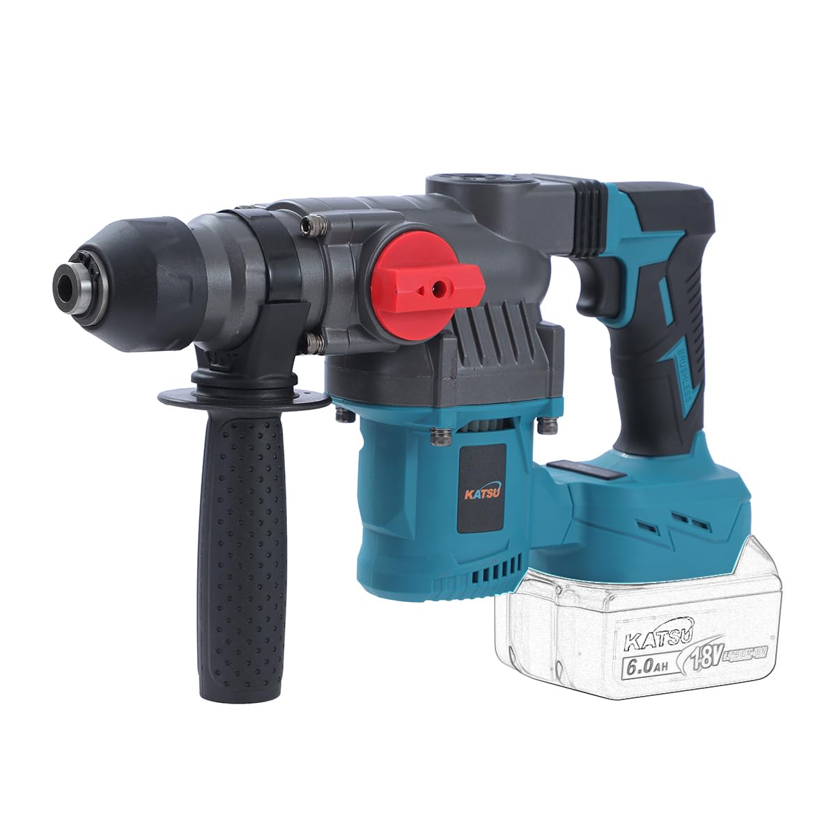 KATSU FIT-BAT Martello demolitore perforatore a batteria SDS da 21 V, 26 mm, per cantieri domestici, perforazione di scalpellatura del calcestruzzo, senza batteria e caricabatterie 102403