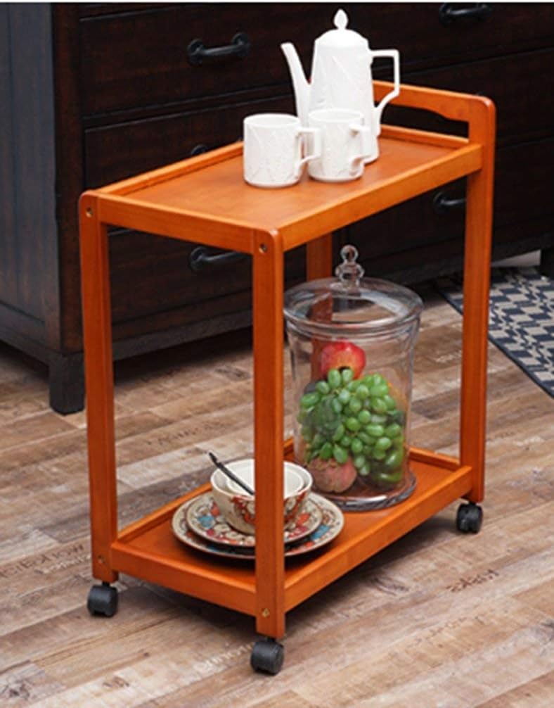 Storage Rack Suitable for Kitchen Home Office Living Room,Shelf Solid Wood It Can Move Multifunction Dining Car Tea Cart Liquor Trolley Kitchen