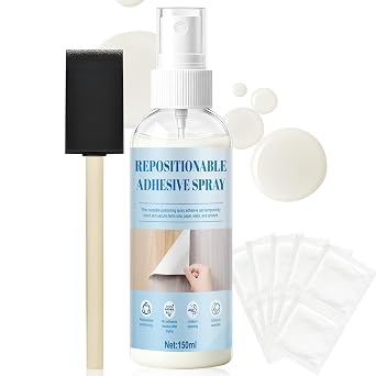 Repositionable Adhesive Spray, Easy to Tear No Residue After Drying | 150ml Temporary Adhesive Spray Low Viscosity Easy to Stick for Diy Creations for Handicrafts Wood Paper Glass Photographs