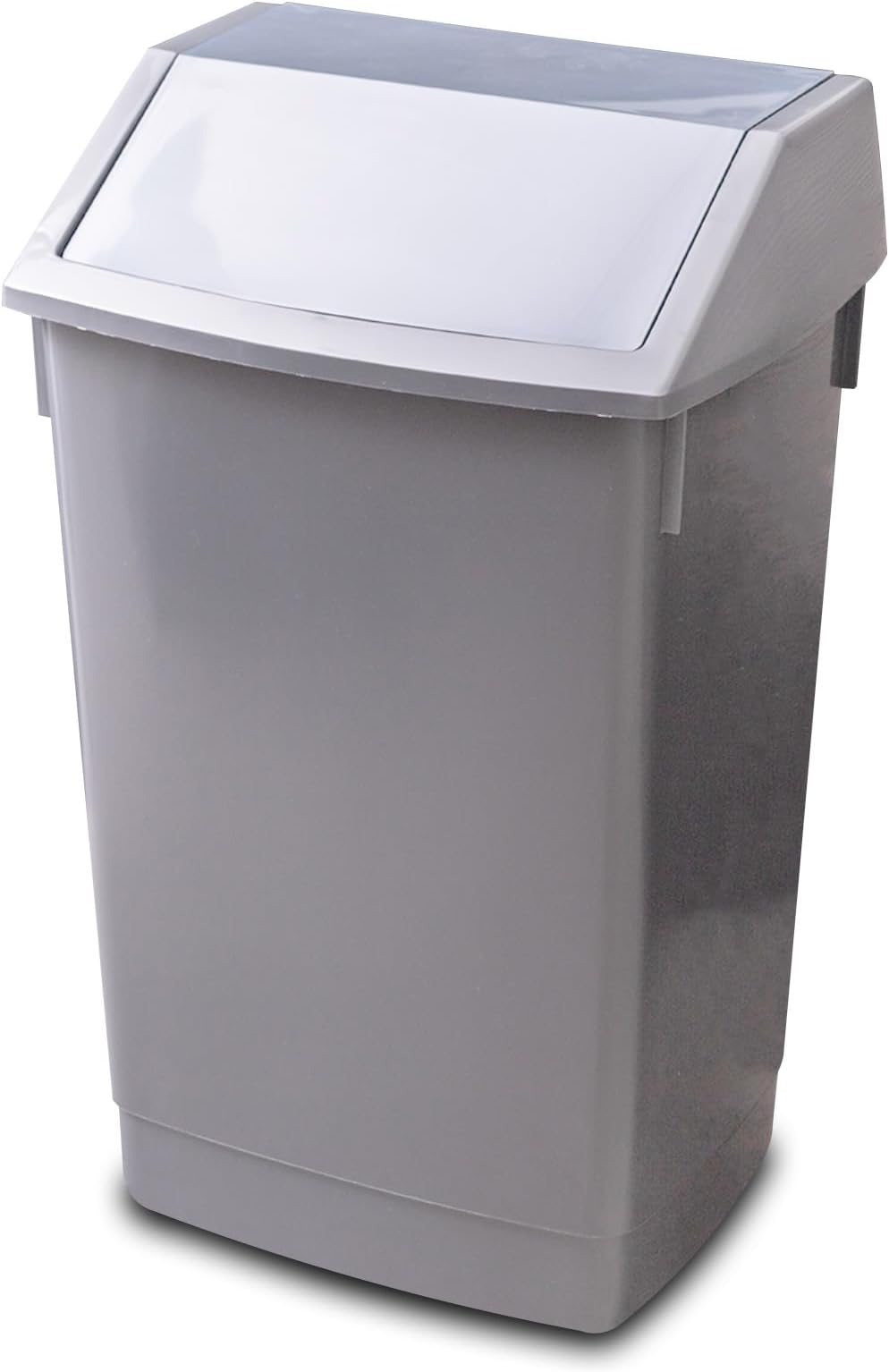 Addis 60 Litre Recycling Commercial Utility Waste Trash plastic bin with Swing Flip top Lid, Silver Colour, Metallic Grey