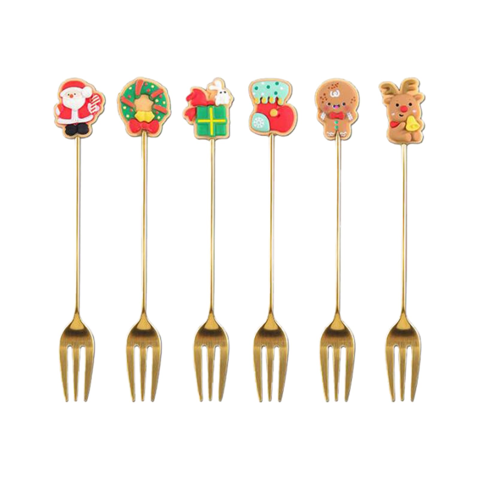 Buxuaaaa 6pcs / set 304 Stainless Steel Stirring Spoons Christmas Decoration for Home Tableware Coffee Spoon Teaspoons Dessert Stainless Steel Spoon Sets for Kitchen