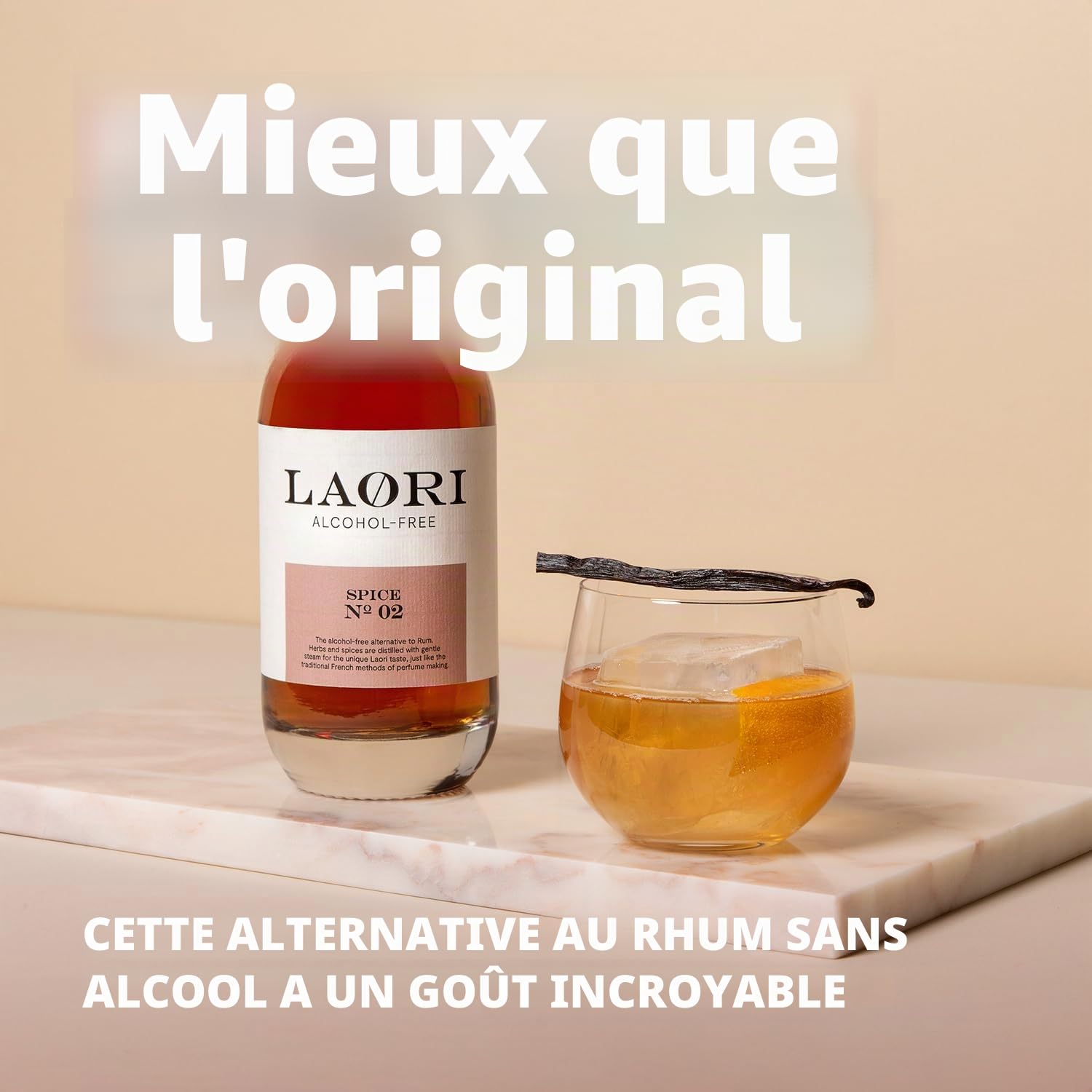 Épice Laori No 02 | Alternative sans alcool au rhum | Végétalien, faible en calories et sans sucre | Les meilleures plantes sans arômes artificiels | Parfait pour les longsboissons sans alcool