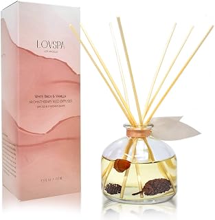 LOVSPA Reed Diffuser Set, White Birch & Vanilla Scented Oil Diffuser with Sticks, Home Fragrance Accessories for Bathroom Shelf Decor, Aroma Diffusers for Home or Office Fall Decor, USA Made