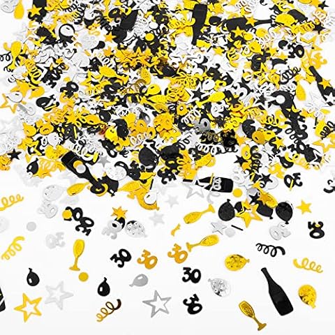 3000 Pieces Black Gold Silver Confetti Set Cover