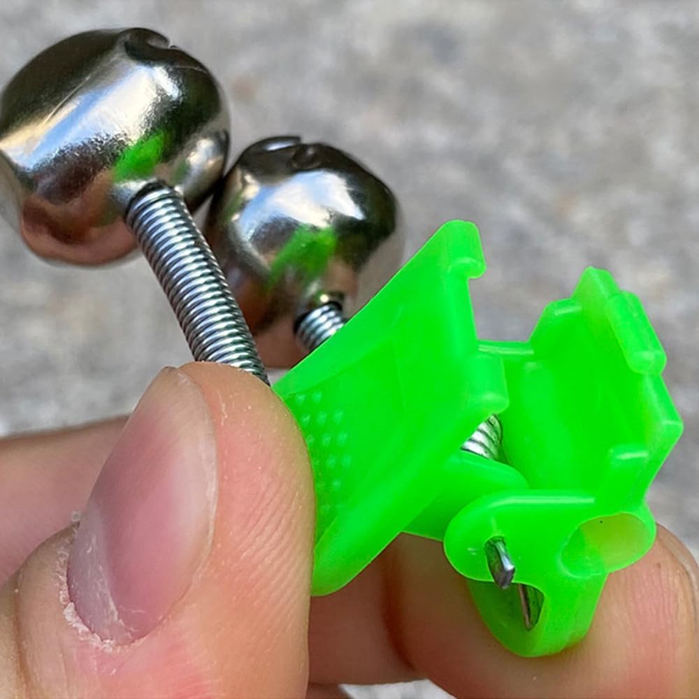 SagaSave 100 Pack Plastic Fishing Rod Bells Fishing Alarm Bells Double Ring Bell Fishing Pole Bells Fishing Bite Bell Green
