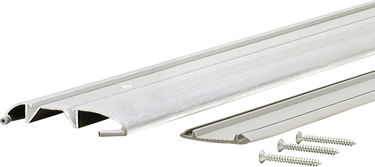 M-D Building Products 08383 3-3/8 in. x 3/4 in. x 36 in. Silver Aluminum and Vinyl Low-Profile Threshold