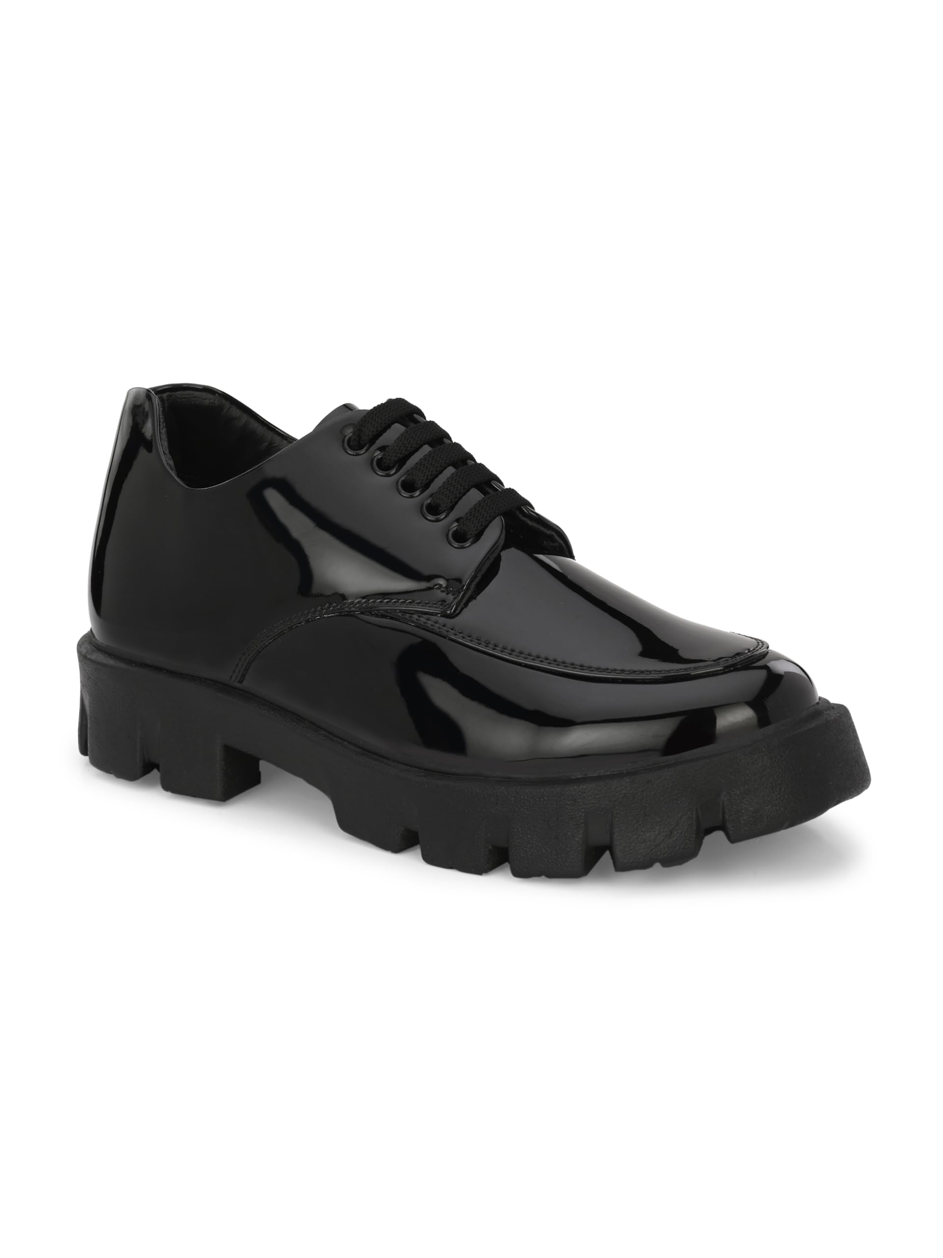 Leo Stylish Patent Chunky Casual Shoes for Casual & Formal Purpose Black (B0D9WCFWDF) Amazon Price History, Amazon Price Tracker