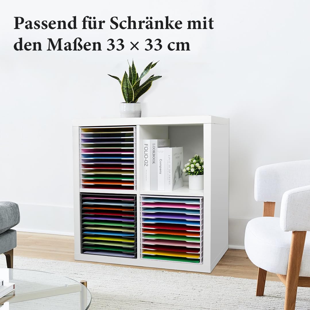 Krafetto Scrapbook Papier Organizer 12 Ebenen, Papierablage A4/30,5 x 30,5 cm, Papierregal für Scrapbookpapier, Bastelpapier, Tonkarton & Vinylfolie, Schreibtisch Organizer für Büro/Klassenzimmer