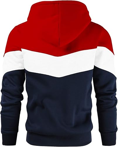 Miniatura 3 de Gesean Sudadera con capucha, de manga larga, para hombre, diseño de bloque de color, estilo informal, con bolsillo