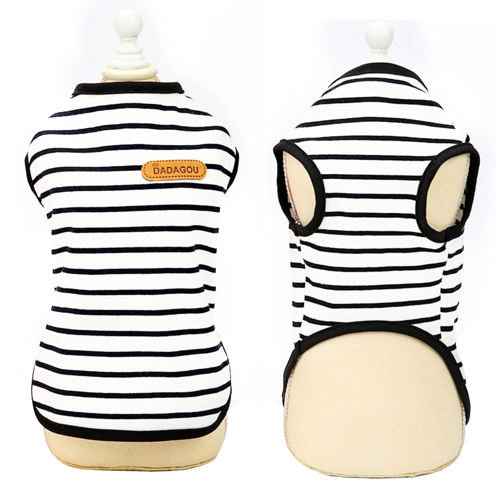 Voarge T-Shirt with Dog Stripes, Summer Dog Shirts, Soft Cotton Puppy Clothing, Pet Tank Top, Chihuahua Basic Tee Shirt - Image 4