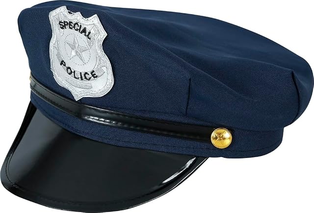 Foto 3 de 5 de Gorro Sombrero Policia con Placa Special Police Talla Unica Azul Accesorio Disfraz Carnaval Halloween Fiesta