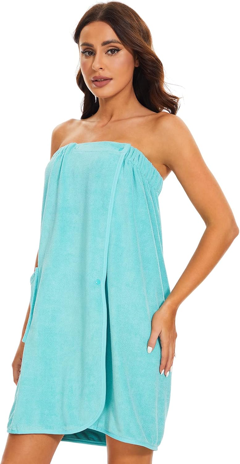 Kniffi Shower Wrap Robe for Women Bath Body Towel Wrap Spa Soft bathrobe with Adjustable Snap Closure - Image 2