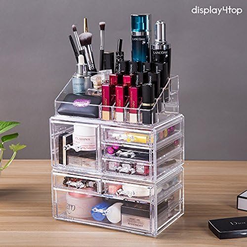 Display4top Jewellery Storage Box Acrylic Cosmetics organiser Lipsticks Makeup Organizer Holder Box (7 Drawers Clear)
