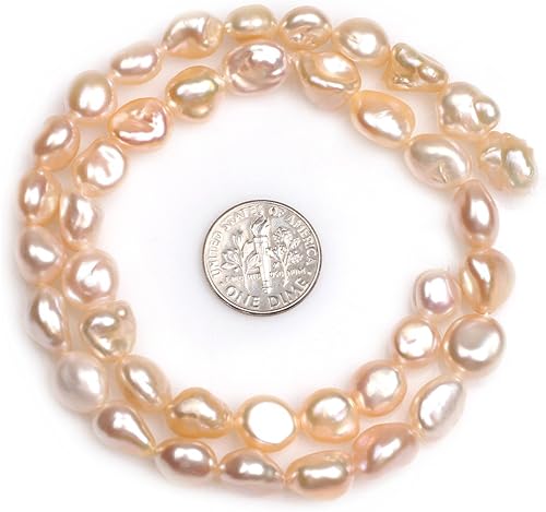 Cuentas de perlas cultivadas de agua dulce para hacer joyas, piedras preciosas naturales de 0.354 x 0.472 in, color rosa, forma libre de 15 pulgadas