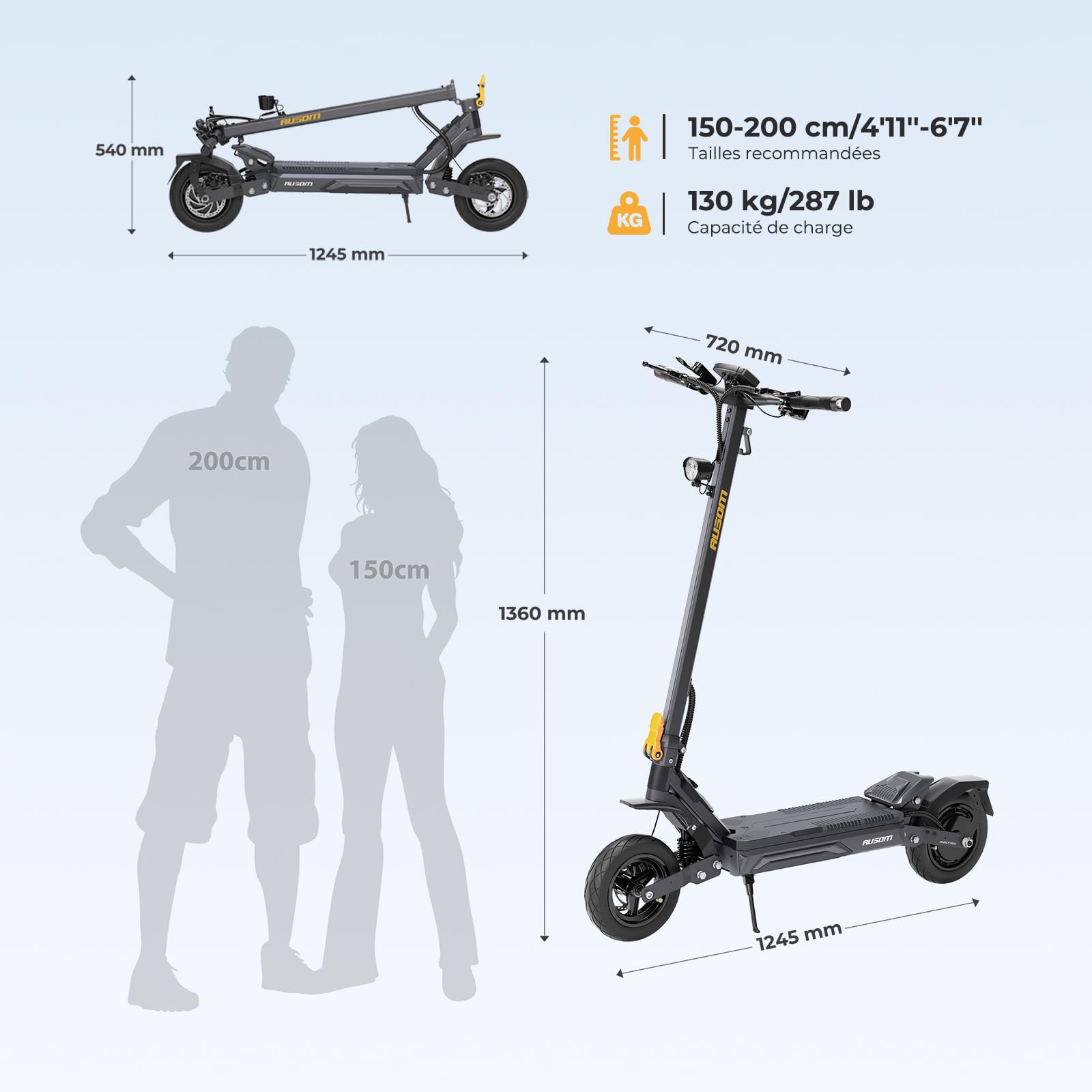 Ausom Gosoul 2 / L2 Max Trottinette Électrique Adultes, Autonomie 70KM/90KM, Freins à Disque avec E-ABS, Idéale pour Les Déplacements Urbains, 10" trotinette électrique Pliable Tout Terrain