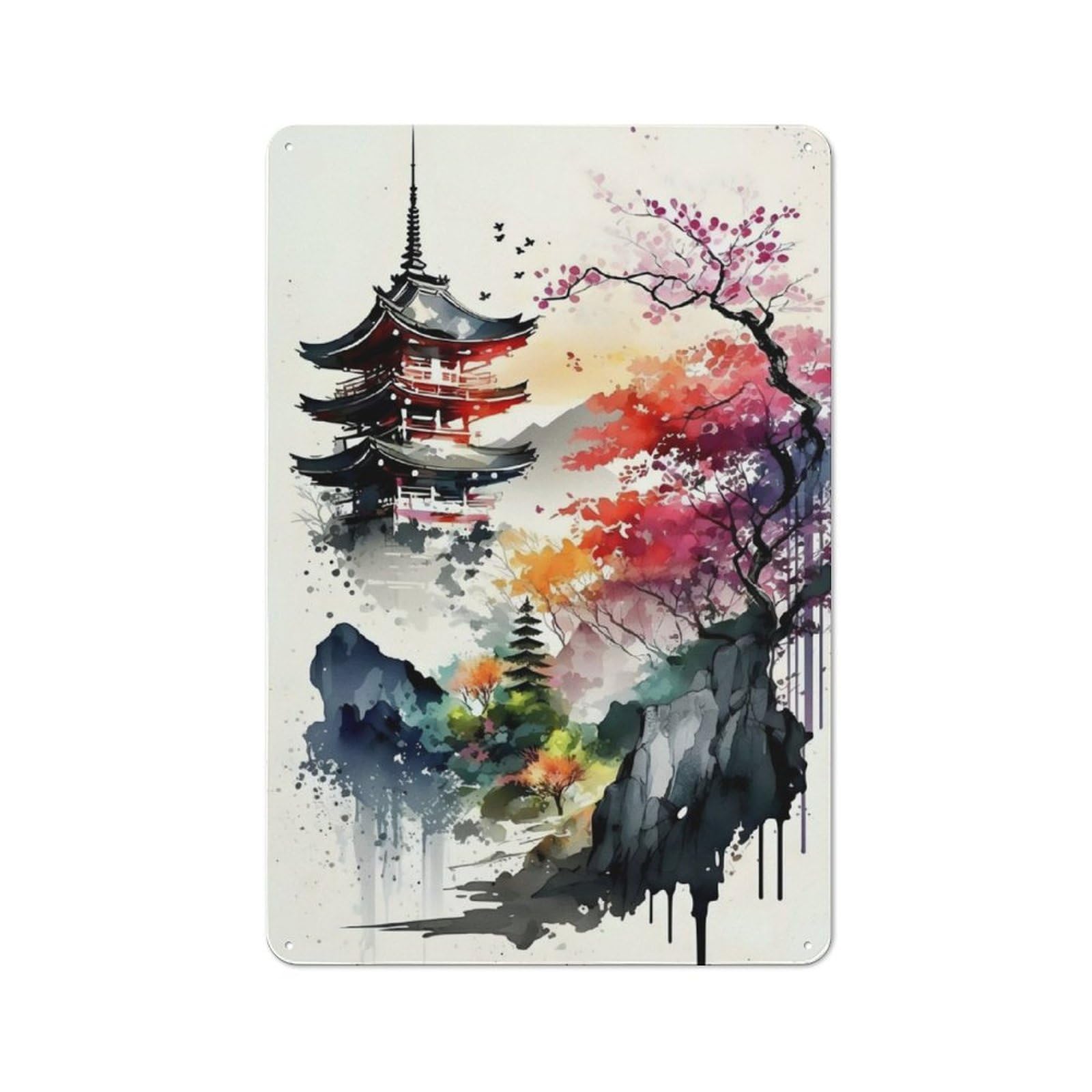 Junmoney Cherry Blossom 26 Vintage Printed Metal Sign 30X20cm For Workshop Wall, A Decorative Gift For A Newly Furnished Workshop