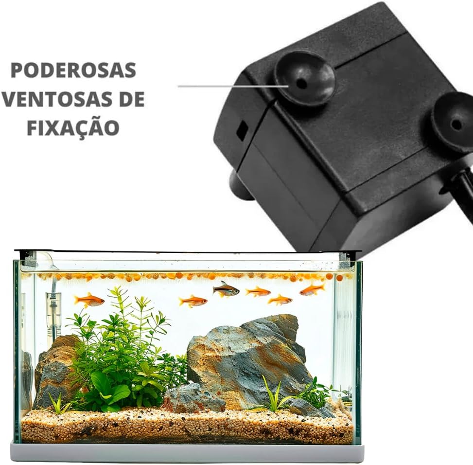Bomba Submersa para Aquário, Fontes e Bebedouros Pet – Bivolt, 200 L/H, Silenciosa, Econômica e com Elevação de até 60cm