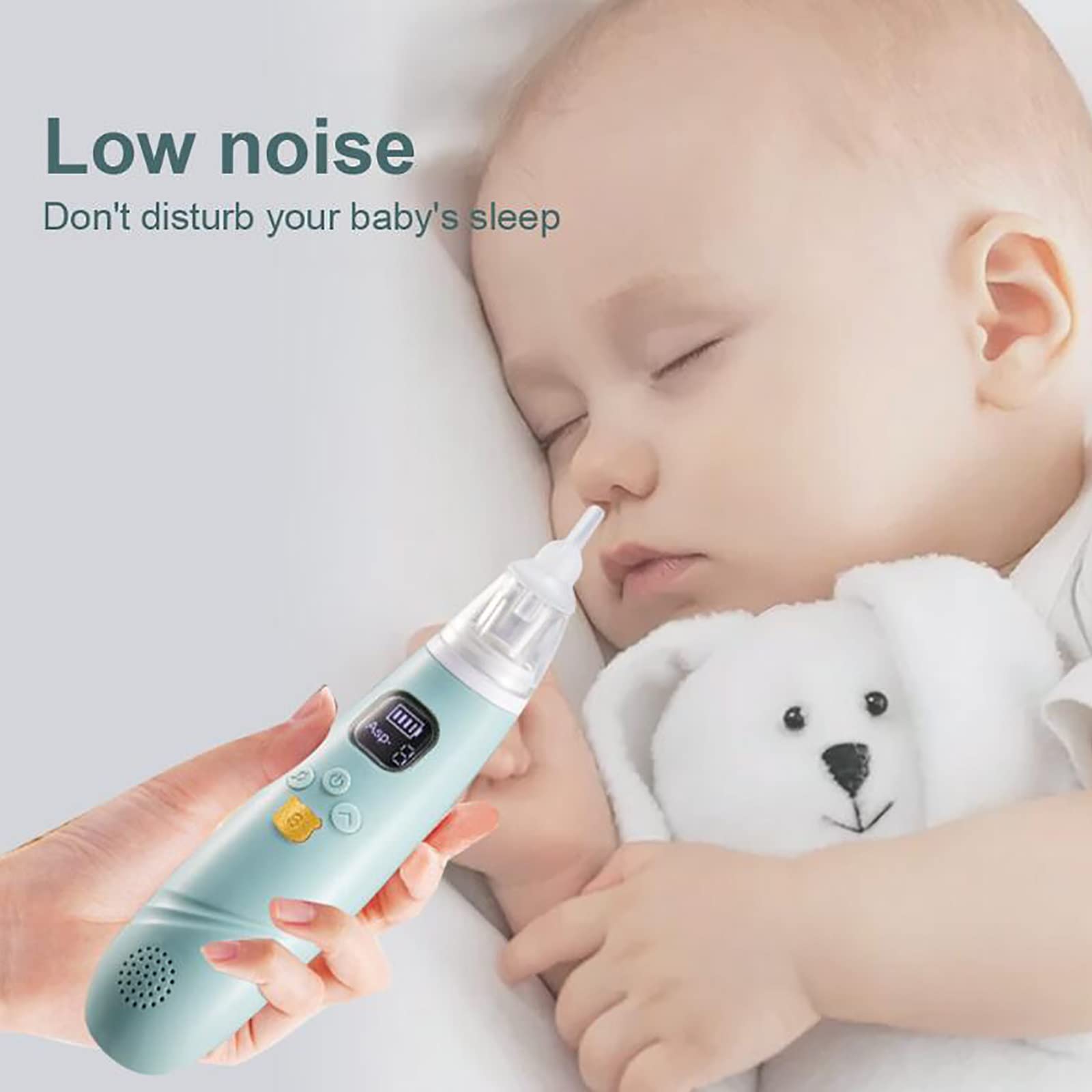 Máquina de Limpieza de Enjuague Nasal Aspirador de Nariz eléctrico para niños pequeños, removedor de mocos con 3 Puntas de Silicona con 3 Niveles de succión (Color : Blue)