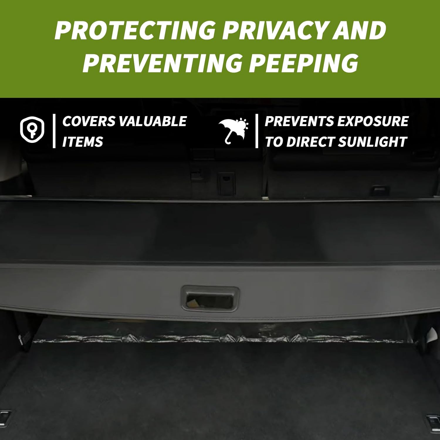 Trunk Cargo Cover for Toyota 4Runner 2010-2024, Car Accessories, Anti-Peeping Retractable Cargo Cover for Security Shade, Privacy Screen with Carbon Fiber Texture, Extra Cover